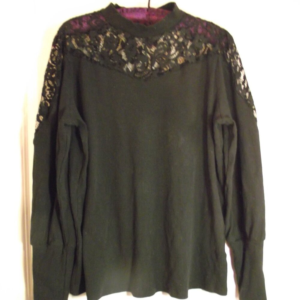 WOMENS BODY CORPS XL LONG SLEEVED BLACK KNIT TOP